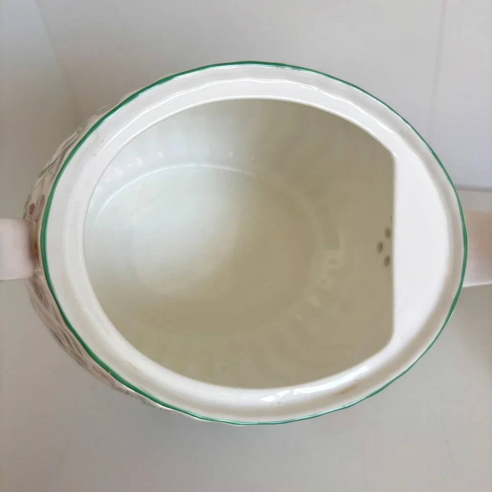 Minton Haddon Hall B-1451 Bone China Teapot 1 1/2 Pints Floral Green Trim